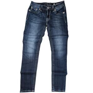 Women’s Bootcut Jeans Miss Me Dark Wash Stretch Denim Sequin Size 27